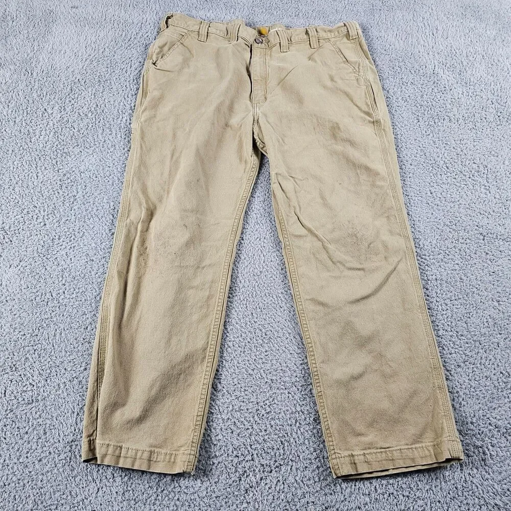 Carhartt Pants Mens 42x28 Beige Rugged Flex Relaxed Fit  102291-253 Carpenter